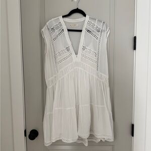 White boho dress with lace details. Lucky Brand size medium #boho